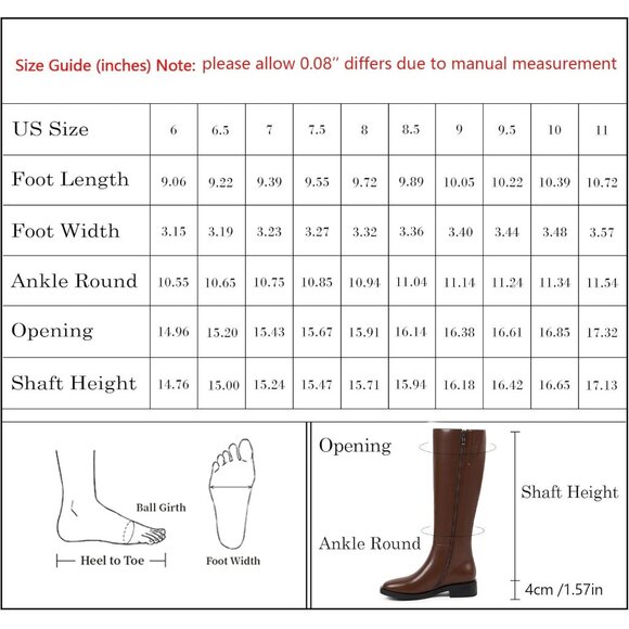 Women Polyurethane Brown Round Toe Flat Heel Side Zipper Knee High Tall Boots - Picture 7 of 7